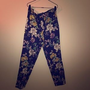 Floral Pants Skinny Crop Work Pant